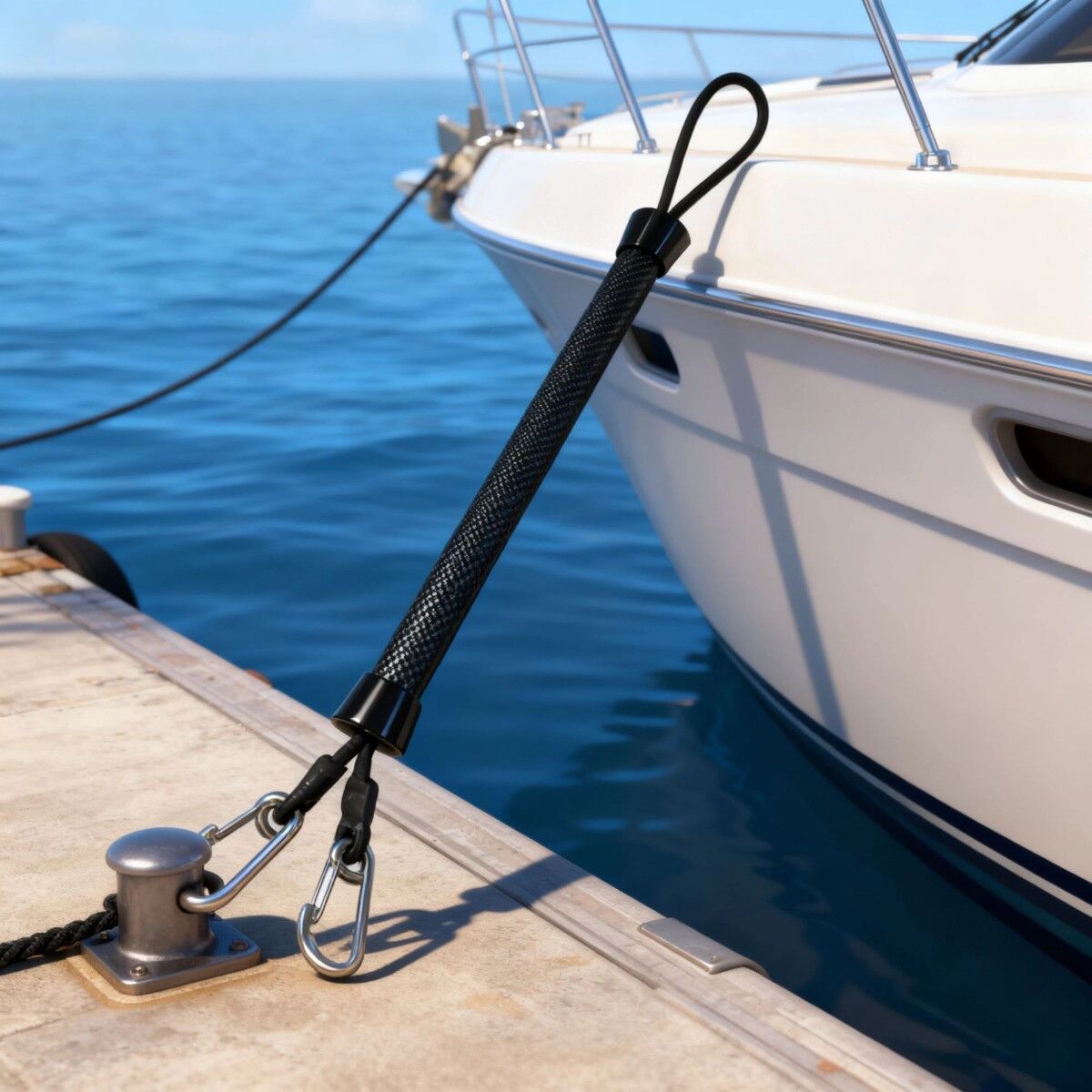 INF Ligne d'amarrage de bateau en acier inoxydable avec cordon élastique amortisseur Blanc