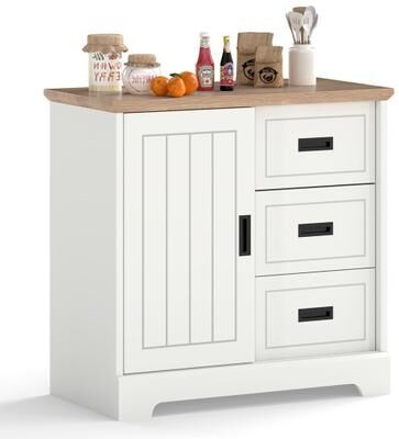 Costway Farmhouse Sideboard Buffet Cabinet Kitchen Pantry with Sliding Doors-White