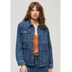 Superdry für Damen. W5011677A Jeansjacke Chore blau (XS), Lässig, Baumwolle, Denim, Langarm