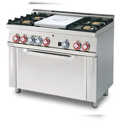 ALL PLATE Gas + 4 Brenner mit statischen elektrischen Backofen. Abmessungen 100x60 h90 cm. Modell TPF4-610GEM