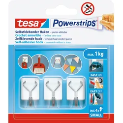 TESA 57615-3 - Powerstrips Haken - 3 x 1kg - Weiß