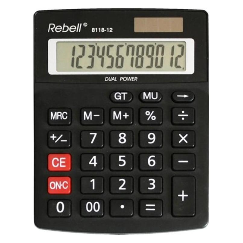 Rebell Desktop calculator 8118-12 (Batteriebetrieb, Solarenergie) (RE-8118-12 BX)