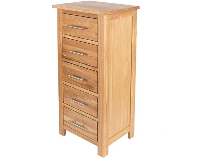 Aurotrice Kommode aus Eiche, 5 Schubladen, schmal, Aufbewahrung, Organizer, Einheit mit Beinen aus Massivholz, für Wohnzimmer, Schlafzimmer, Flur