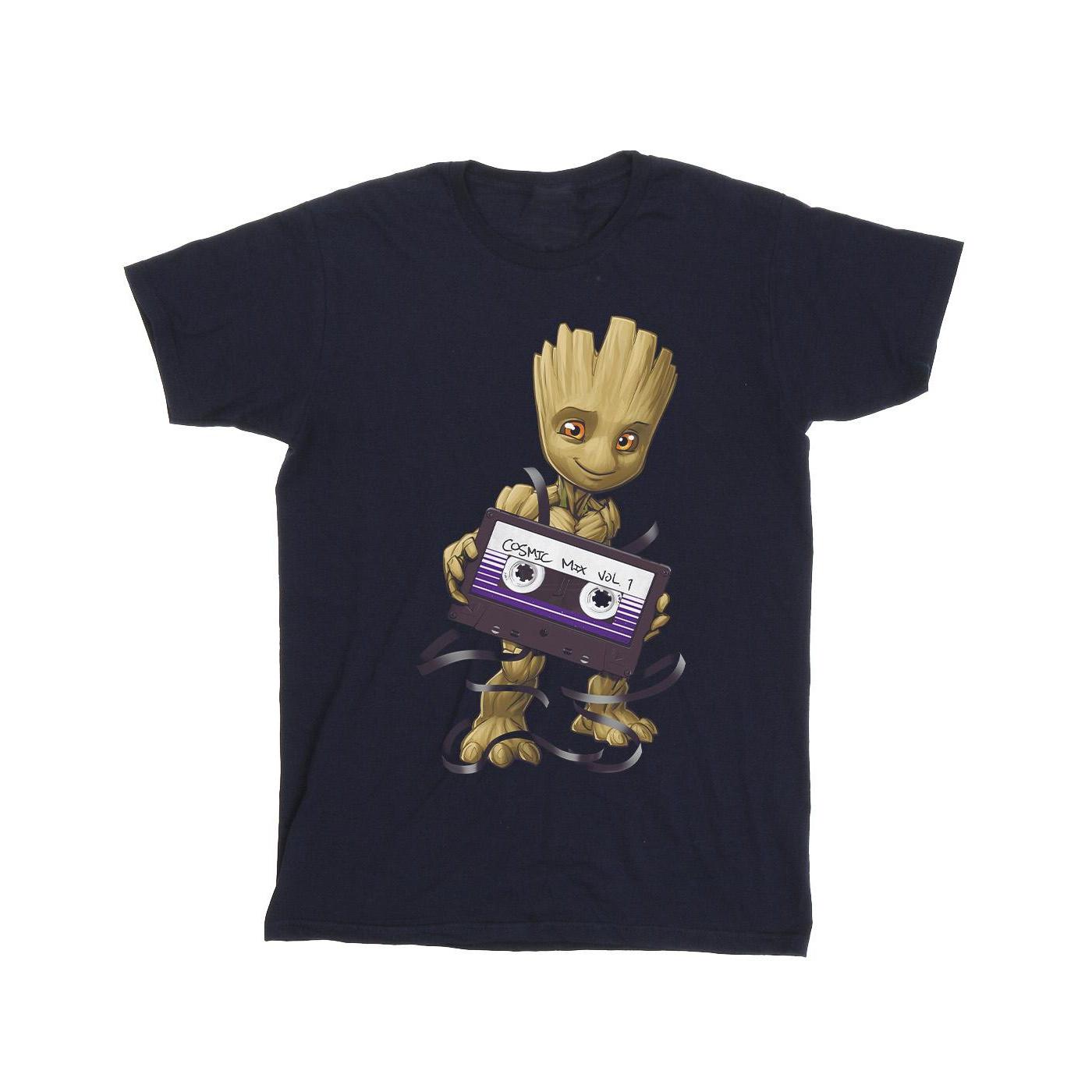 Marvel Heren Guardians Of The Galaxy Groot Cosmic Tape T-Shirt (Marineblauw)