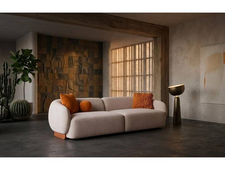 JVmoebel Wohnlandschaft Sofa 3 Sitzer Beige Modernes Wohnzimmer Design, 1 Teile, Made in Europa