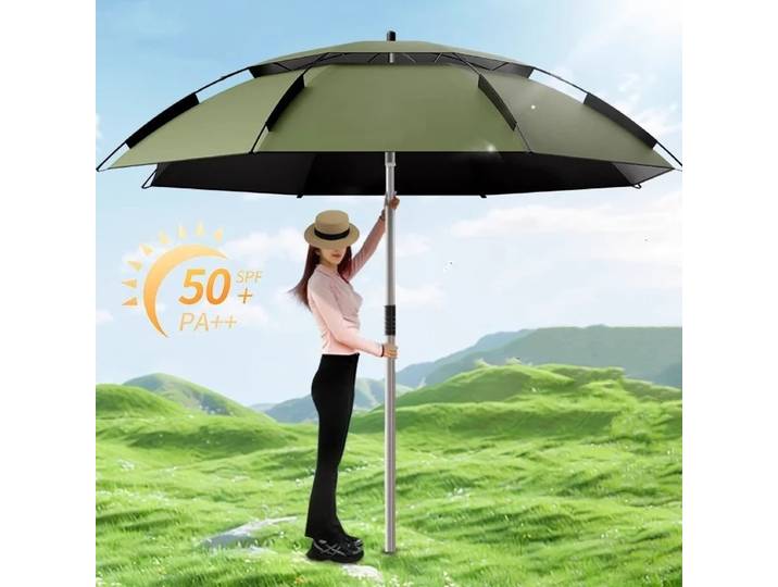 Parasol de pêche 2.0-2.6M, tige en acier inoxydable 201, grand parapluie d'extérieur, plage, Camping, grande cour