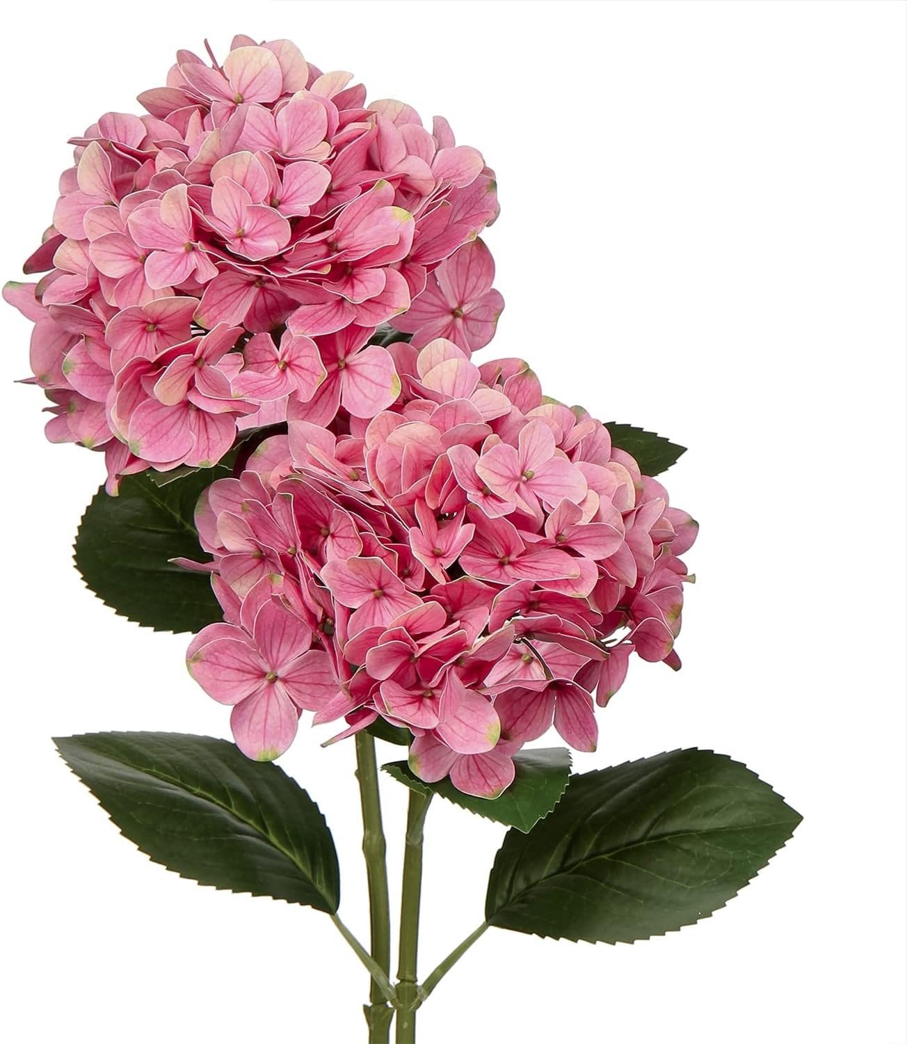 2 Stuks Kunstmatige Hydrangea Bloemen - Roze - Real-Touch Effect - 63 cm