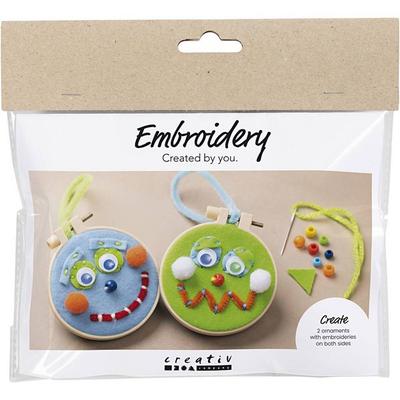 Creativ Company Mini Kreativ Set Sticken, Gesichter, Blau, Grün