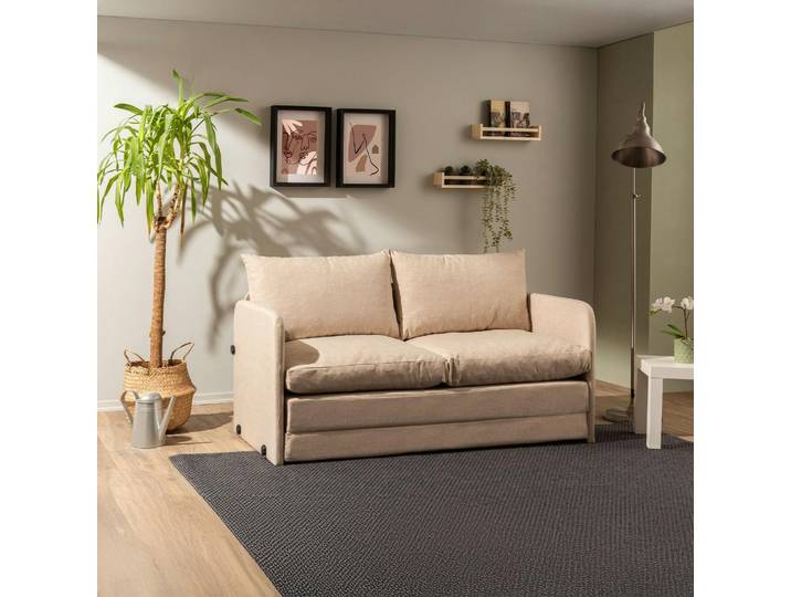 Canapé en tissu 2,5 places - convertible ORURO - Beige