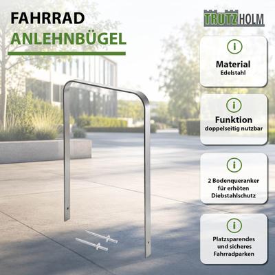 Baumarktplus TRUTZHOLM Fahrradanlehnbügel 117x80 cm massiver Edelstahl 12 mm