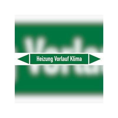 Rohrleitungskennzeichen Heizung Vorlauf Klima - 270x37 mm Folie selbstklebend