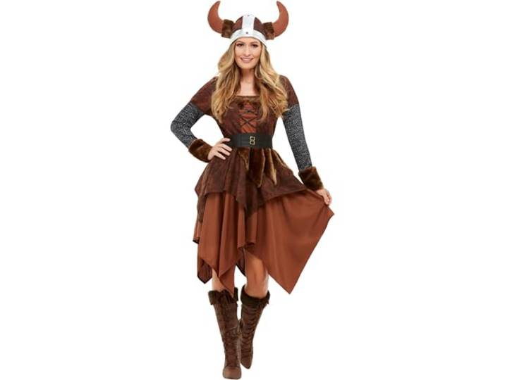 Smiffys Viking Barbarian Queen Costume, Brown
