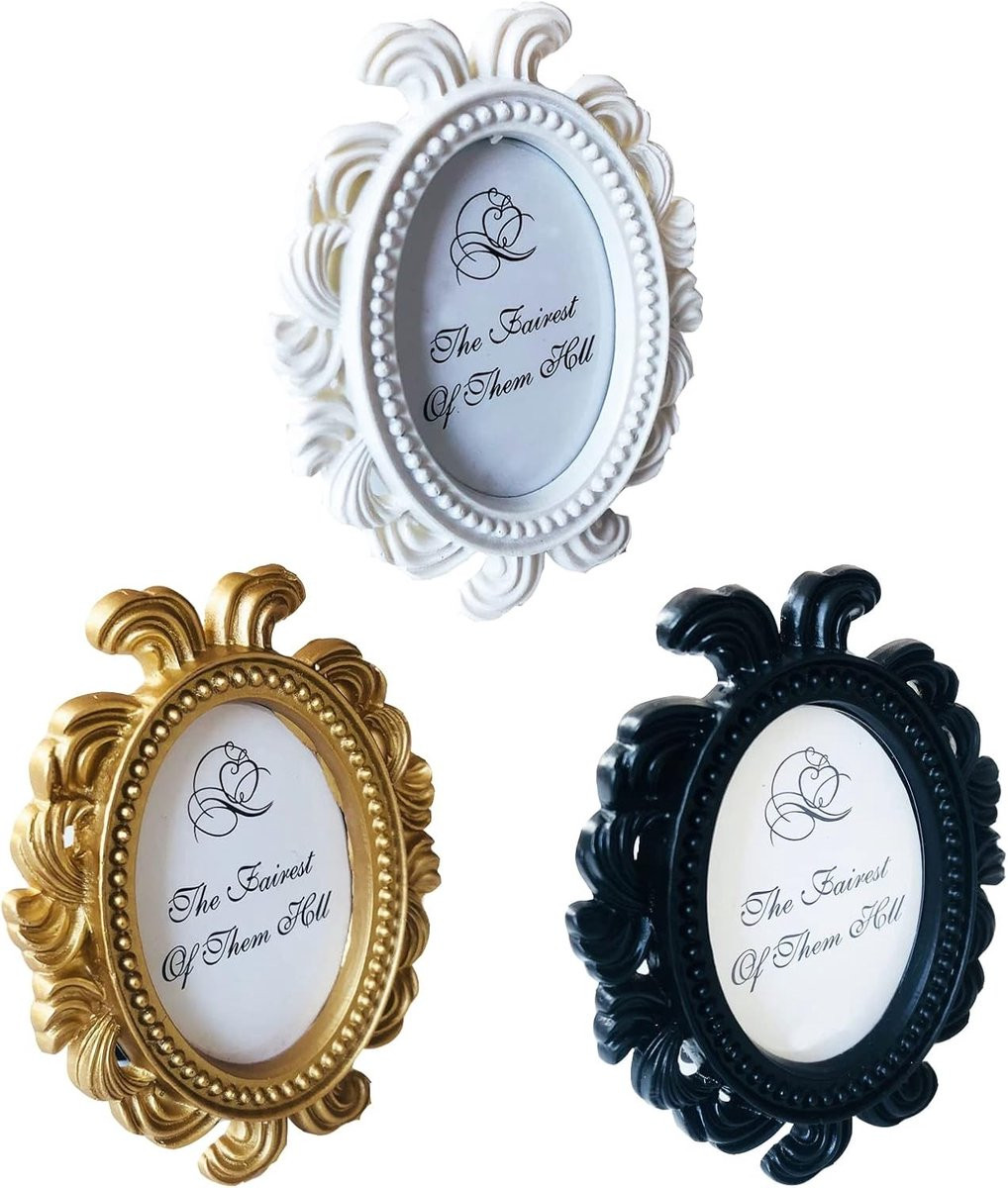 Set van 3 Ovale Vintage Fotolijsten voor Bureau Decoratie