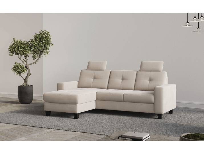 Ecksofa, Luxus-Microfaser ALTARA NUBUCK®, Beige, 239×91×164 cm, Recamiere Links, Modern-Vintage, Places of Style
