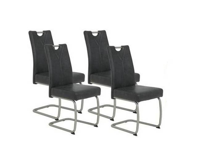 Schwingstuhl Sophia Anthrazit gepolstert mit Griff 4er-Set