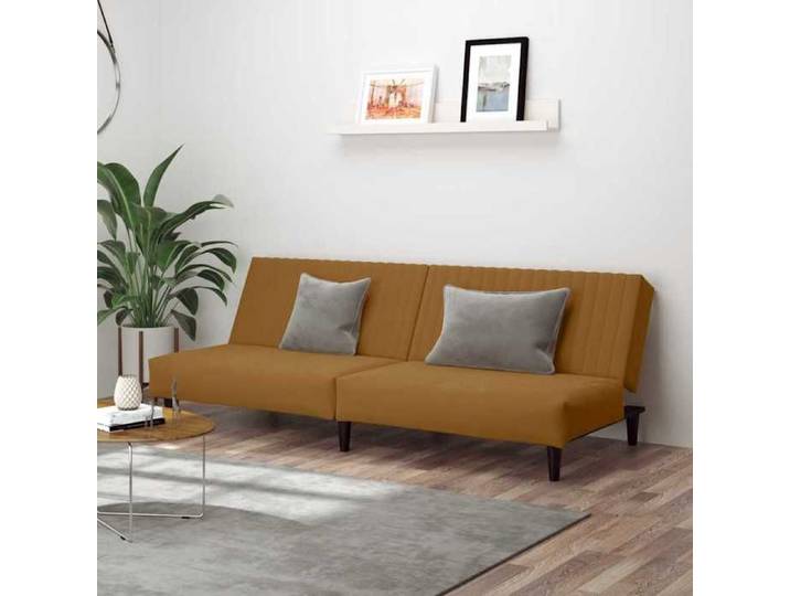 SOFA convertible - Canapé de Séjour - 2 places - marron velours - Sofa lit 0_129322