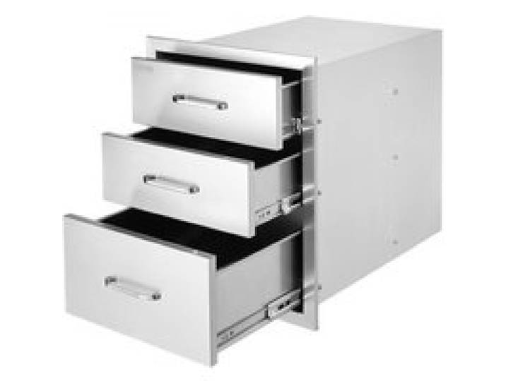 VEVOR Outdoor-Küche Edelstahl Dreifach-Zugang BBQ Schubladen mit Chrom Griff, 458 x 585 x 588 mm