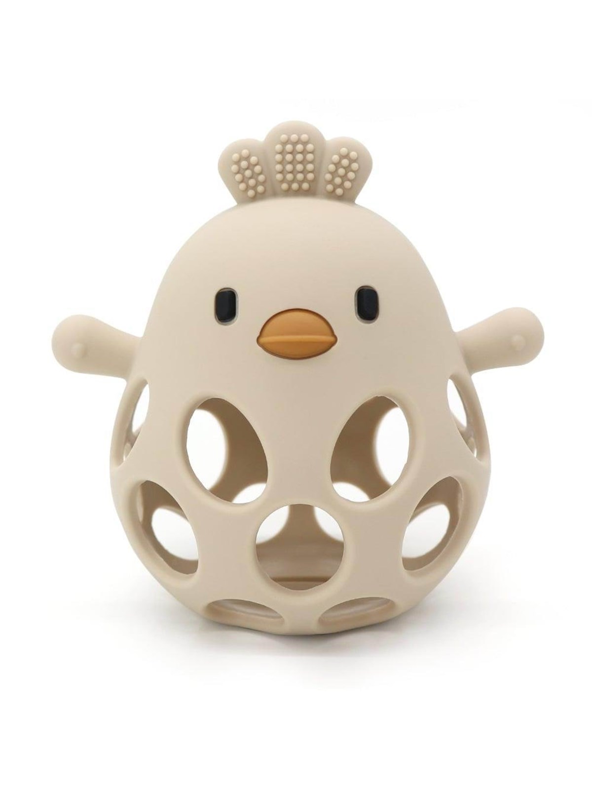 Magni Teether ball with duckling in LFGB silicone - Beige