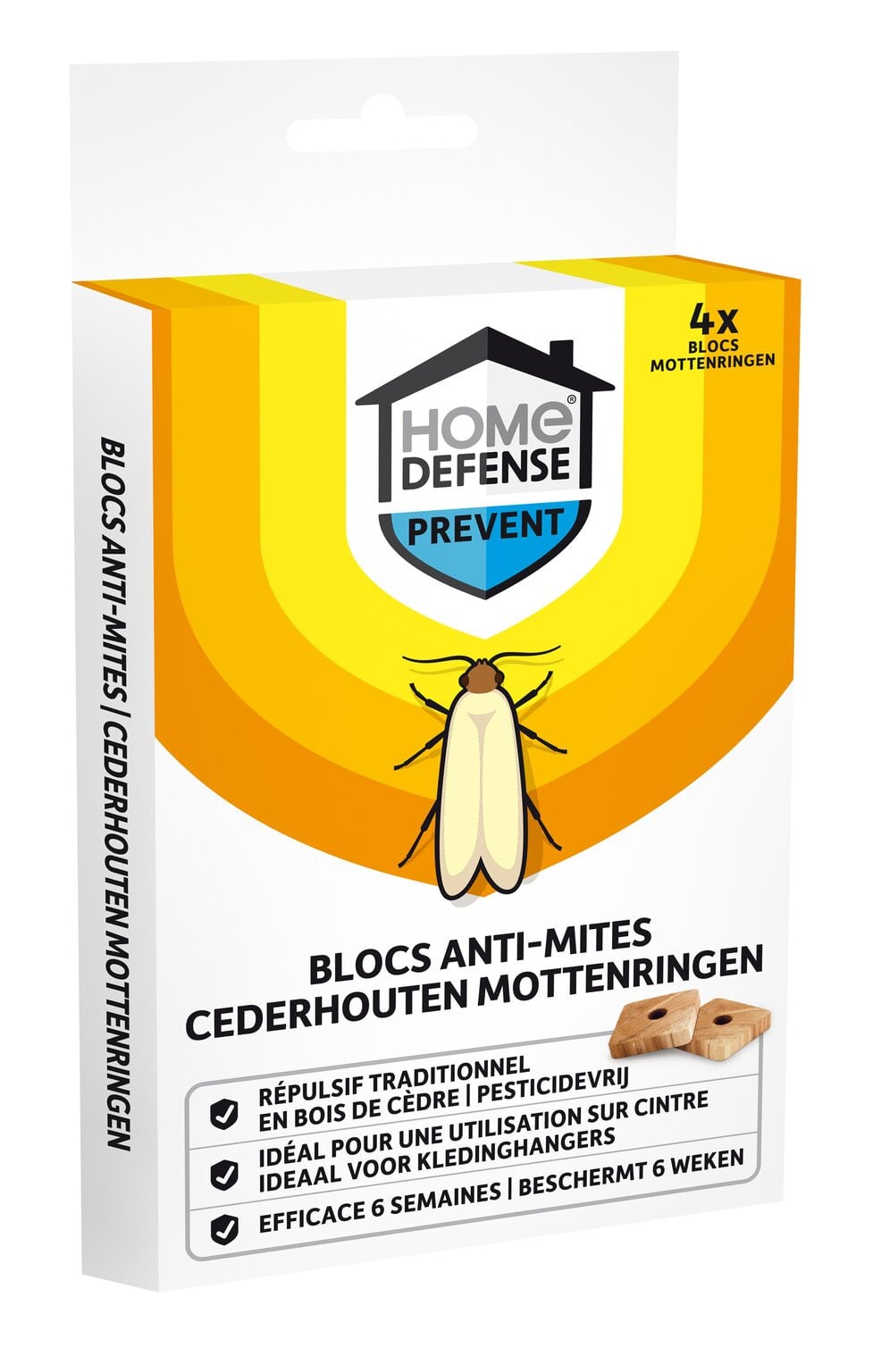 Home Defense mottenringen van cederhout, bruin, 4 stuks