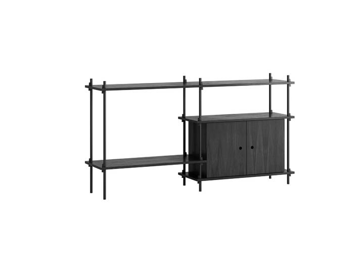 MOEBE Shelving System Regal mit Schrank Black, 163×85×35 cm, S.85.2.C