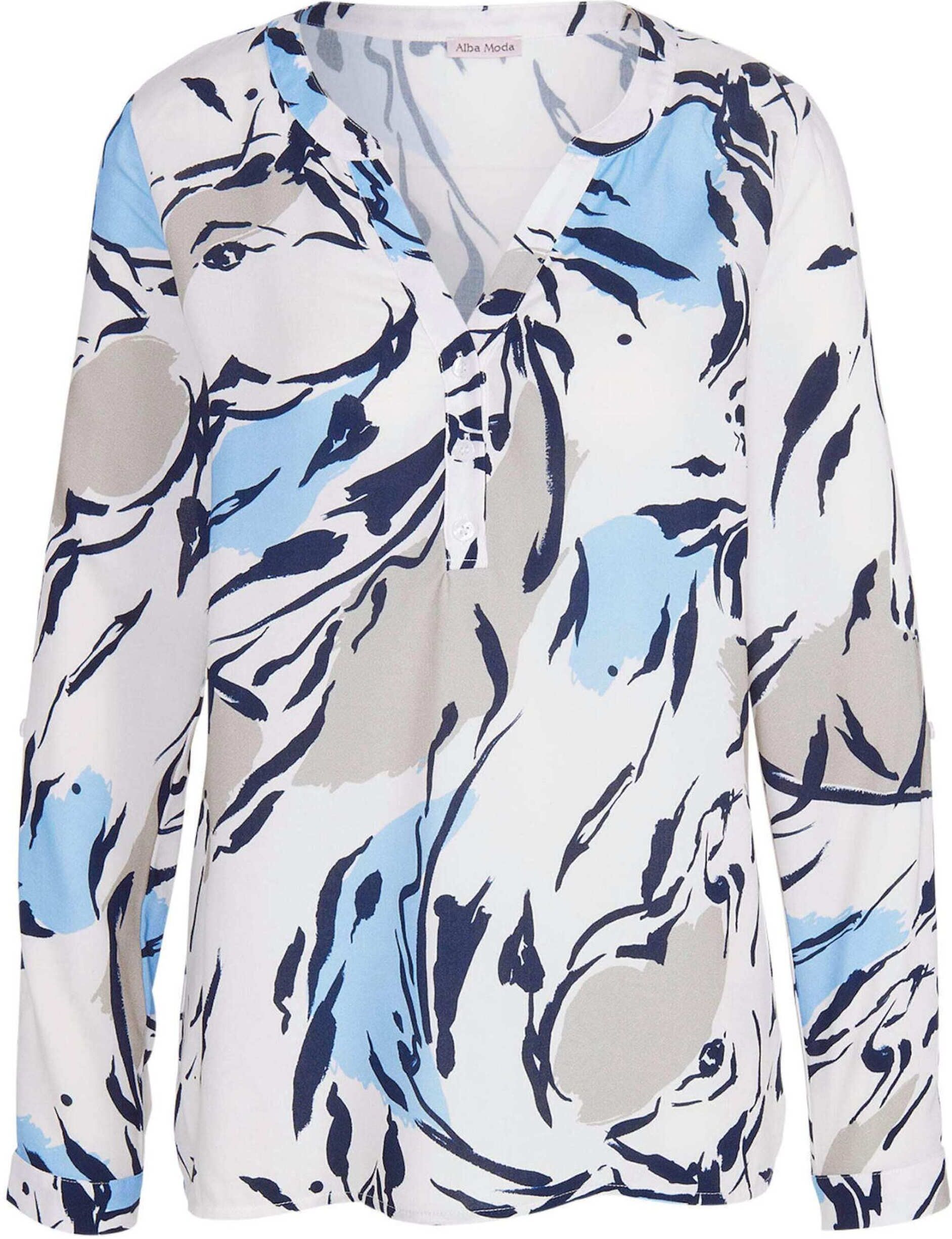 Tunika ALBA MODA "Bluse Bluse", Damen, Gr. 40, schwarz (ecru, hellblau, schwarz), Obermaterial: 100% Viskose CV., Modern, normal, Tuniken Tunika