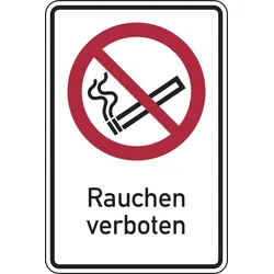 Verbotsschild, Kombischild, Rauchen verboten - ASR A1.3 (DIN EN ISO 7010) - 100x150 mm Folie selbstklebend