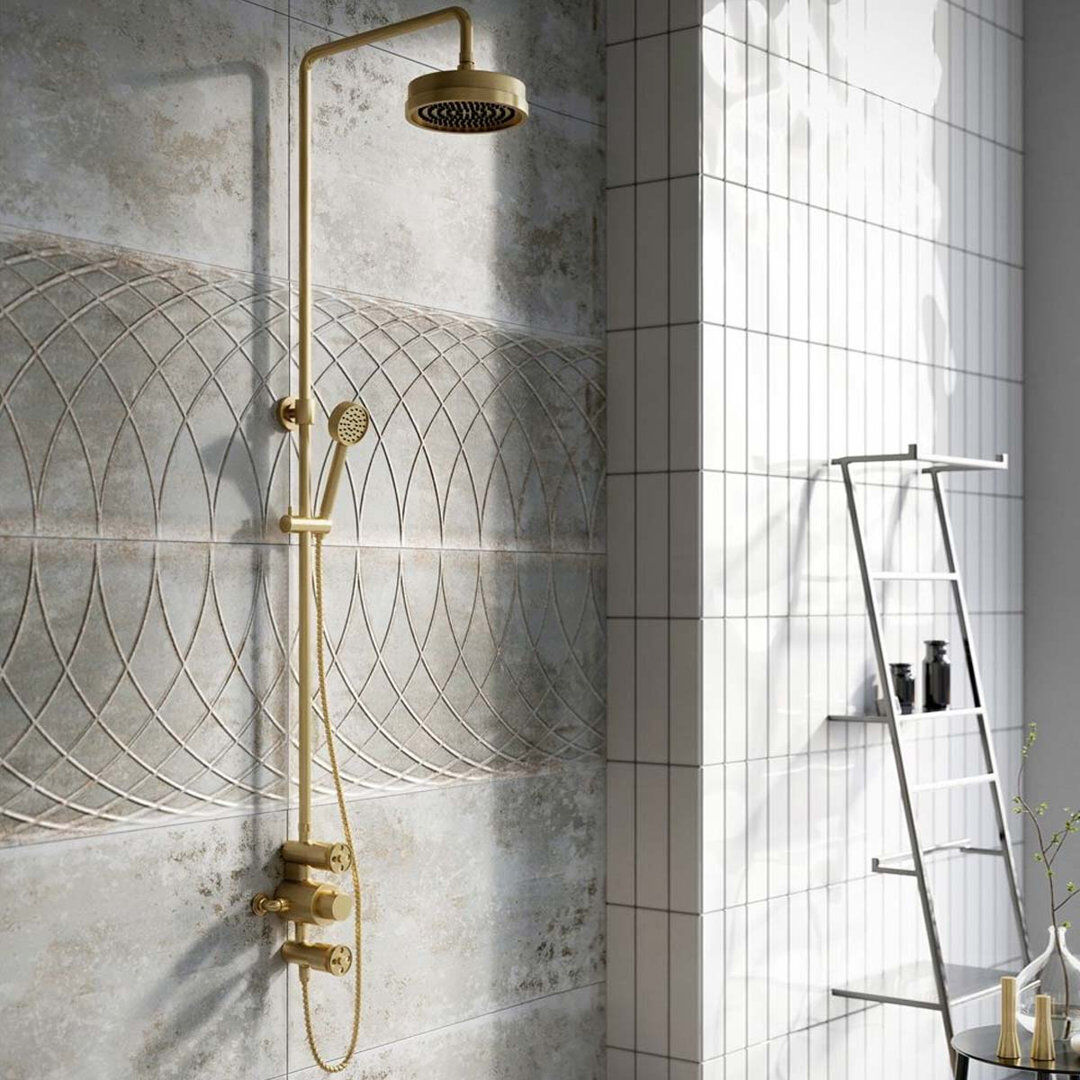White Stone Robin Exposed Valve Shower Pack - Brushed Gold Brushed Gold 10cm H X 20cm W X 37cm L