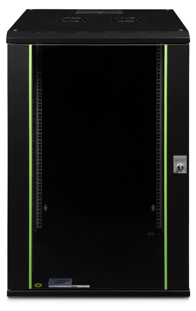 Digitus Wandgehäuse Unique Serie - 600x600 mm (BxT), Wandmontiertes Regal, 20U, 100 kg, Sperrschloss, 40 kg, Schwarz