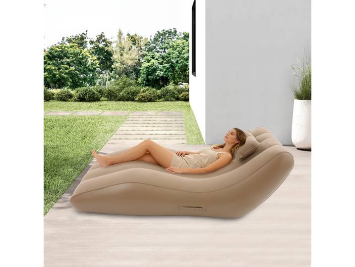 Lit gonflable Portable, chaise longue, canapé de loisirs avec oreiller avec pompe à Air électrique, matelas confortable en PVC 180x80x70cm