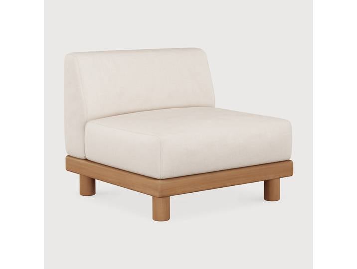 Ethnicraft Monocle Outdoor-Modulsofa 1-Sitzer Teak/Stoff White