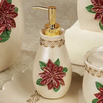 Touch of Class Poinsettia Grace Lotion Soap Dispenser Light Cream , Light Cream