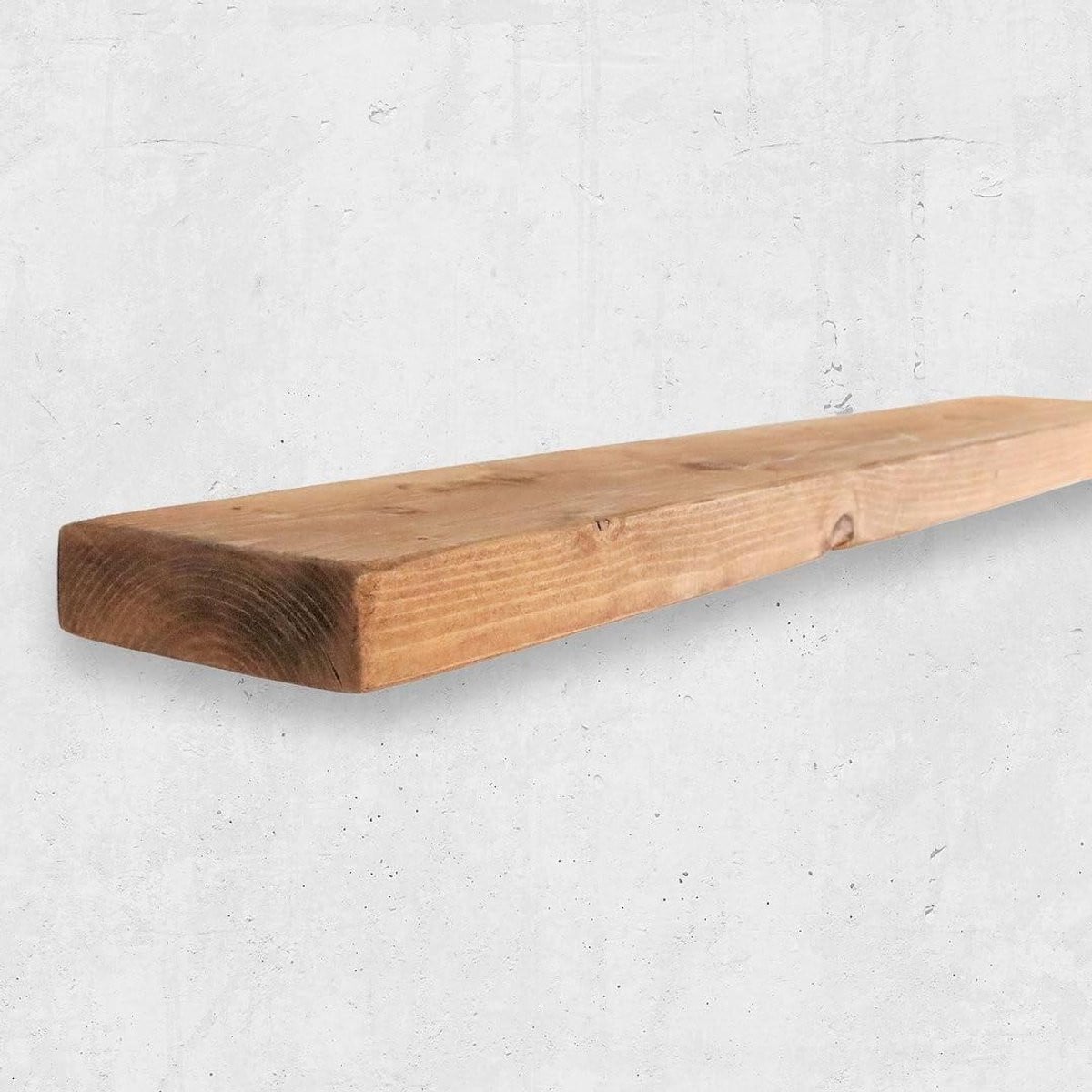Drijvende wandplank van massief grenen hout in antiek grenen, breedte: 60 cm