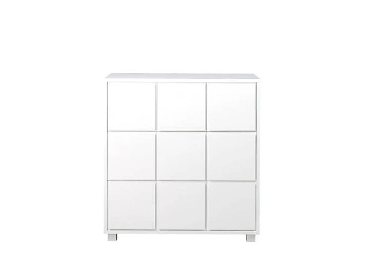 Scherlin Kommode 1 Weiß, 3 kleine und 2 große Schubladen, kurze Beine