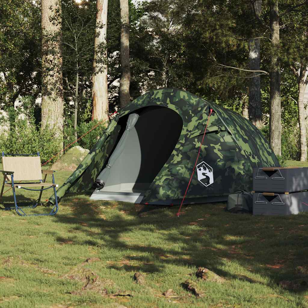 vidaXL Tente de camping tunnel 2 personnes camouflage imperméable