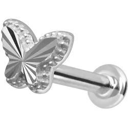 14 Karat Gold Labret mit Innengewinde SCHMETTERLING