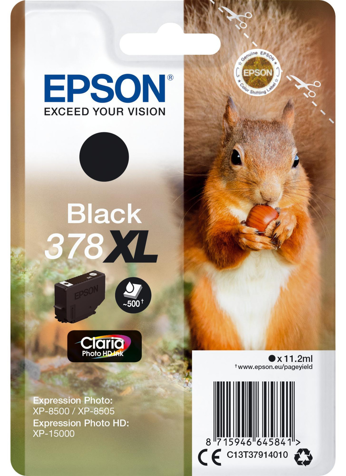 Epson C13T37914010 Claria Photo HD 378 XL Tintenpatrone - Zwart