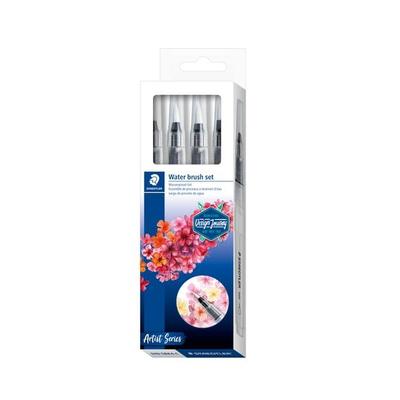 STAEDTLER Wasserpinsel rund fein, rund medium, rund groß, Keilspitze, 4er Set