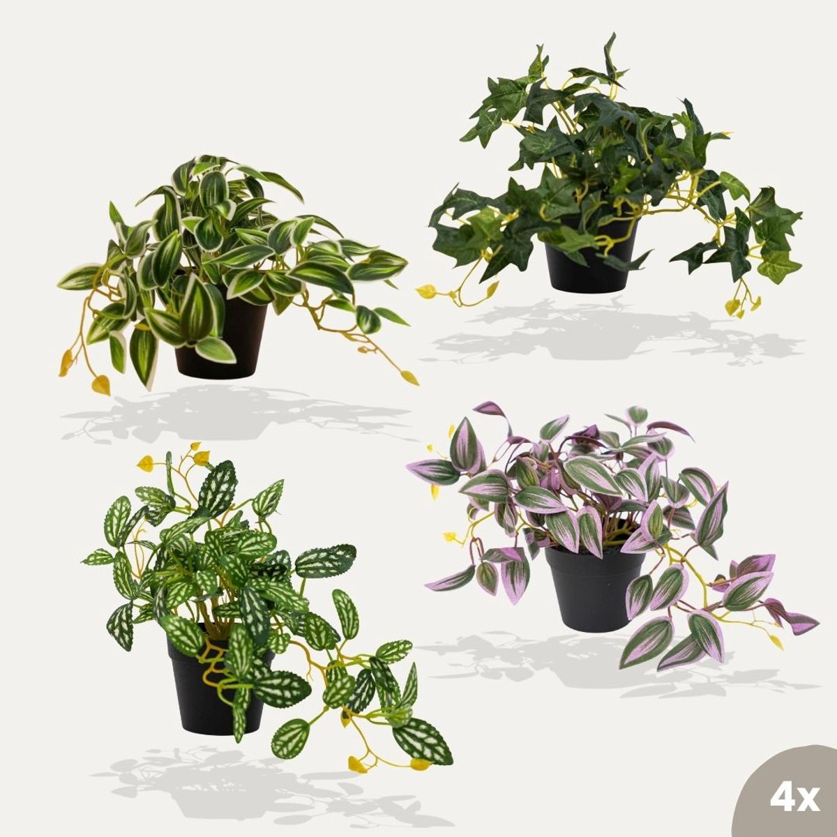 Set van 4 kunstmatige hangplanten mix