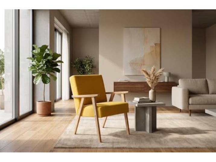 Family Meble Sessel Soler Royal Aura – Retro-Sessel im Vintage-Stil mit Stoff-Bezug – Senfgelb · 23