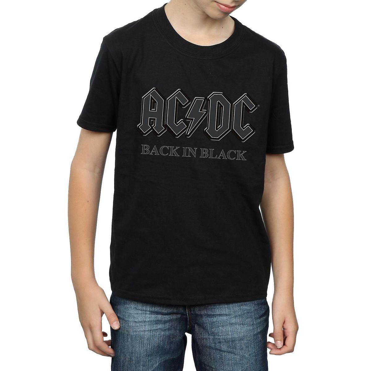 AC/DC Jongens Terug In Zwart Katoenen T-Shirt (Zwart)
