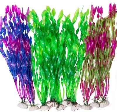 Uplift Essentials Artificial Aquarium Plants With Ceramic Base 10pcs Colorful 4.7 In