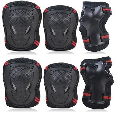 Uplifted Finds 6PCS Multi Sport Protective Gear Set With Knee Pads, Elbow Pads & Wrist Guards red s