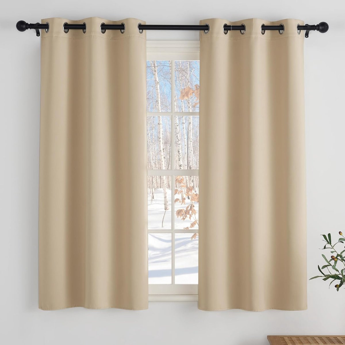 Verduisterende gordijnen korte panelen biscotti beige 90 x 137 cm