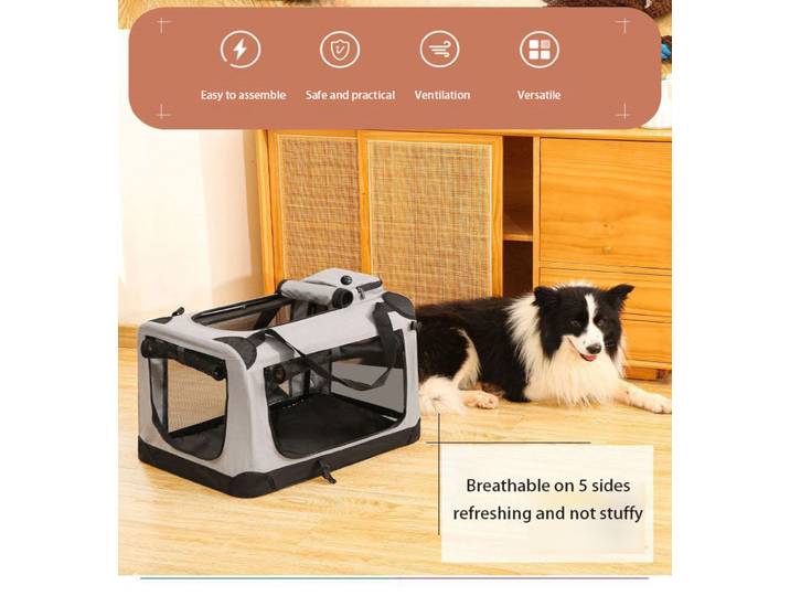 Caisses souples pour chiens, chenil pour animaux de compagnie, 3 portes, pliable, porte-voiture de voyage pour animaux de compagnie, avec sangles et tapis pour chiens, chats, lapins