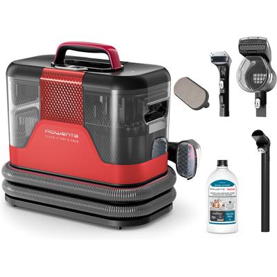 ROWENTA Teppichreinigungsgerät "Fleckenentferner IN7020, Clean It Hot & Cold", rot (rot, schwarz), B:26,5cm H:34cm T:36,5cm, Mehrzwecksauger, PowerHeat 60 C, 2,3 l/1,5 l Tanks, Auto‑Clean, Schmutzfänger-Aufsatz