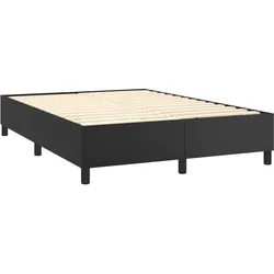 Décoshop26 - Lattenrost auf Beinen Bettgestell 140 x 190 cm schwarzes Kunstleder TDL0207026
