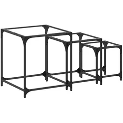vidaXL Satztische 3 Stk. mit Glasplatte Transparent Stahl