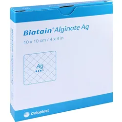 Biatain Alginate Ag Kompressen 10x10cm mit Silber 10 ST