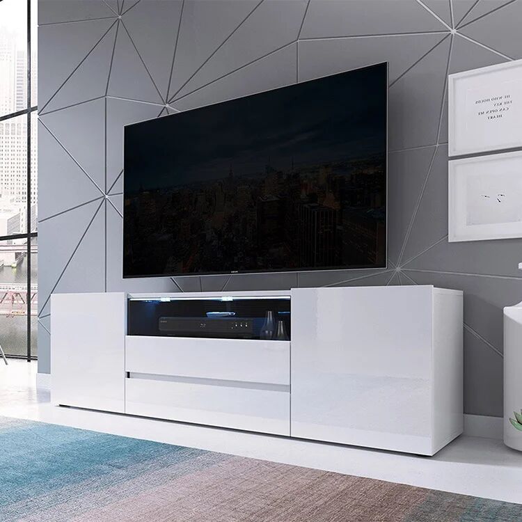 garneroarredamenti Mobile porta TV 137x43h cm moderno soggiorno bianco Rice