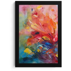 POSTER MIT RAHMEN Ölgemälde - Kunst - Abstrakt - Farbenfroh Poster 20x30 cm